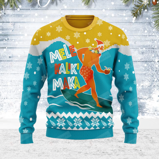 Surfing Santa Ugly Christmas Sweater