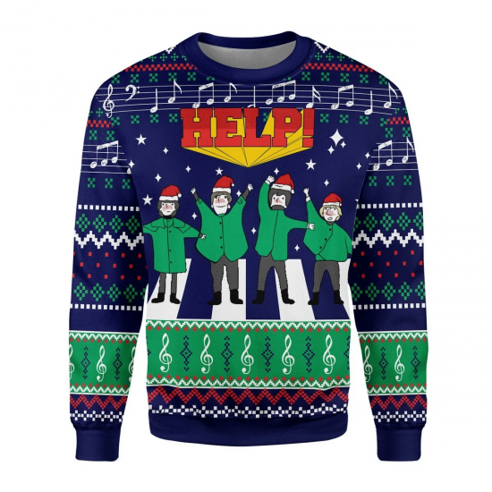 Sweatshirt Help Ugly Christmas 3D