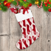 Sweet Candy Canes And Red Mittens On Pink Backgrond Christmas Stocking