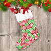 Sweet Circle Candy With Snowflakes Pattern In Red White And Green Christmas Stocking