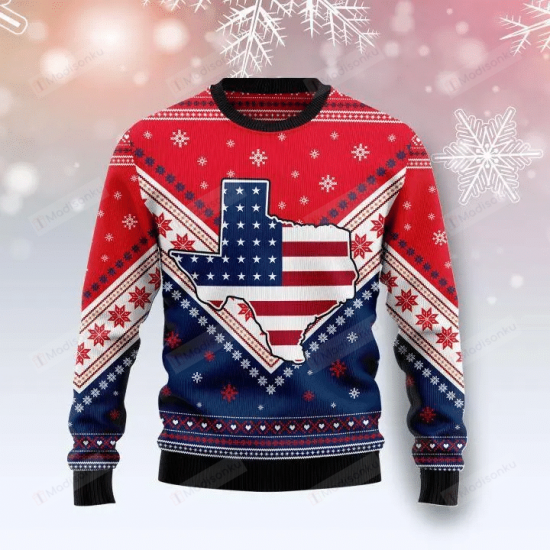 Texas Usa Flag Ugly Christmas Sweater