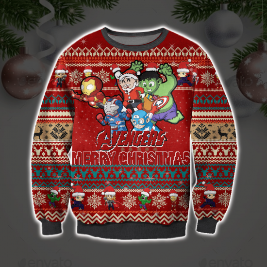 The Avengers Merry Christmas 3D All Over Printed Ugly Sweatshirt