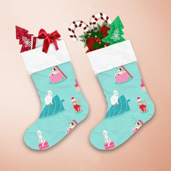 Theme Christmas Background With Naughty Cats Christmas Stocking 1