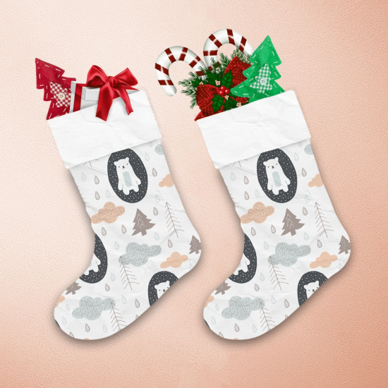 Theme Christmas Cute Bears Clouds And Trees Christmas Stocking 1