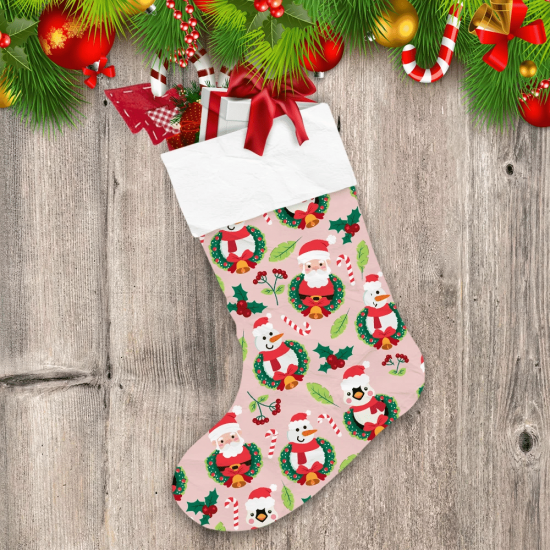Theme Christmas Happiness Penguin And Snowman Christmas Stocking