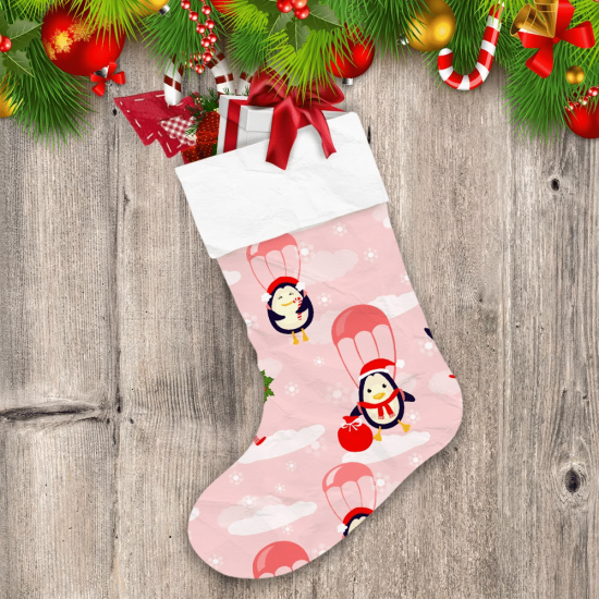 Theme Christmas Penguins Fly In The Sky Cartoon Christmas Stocking