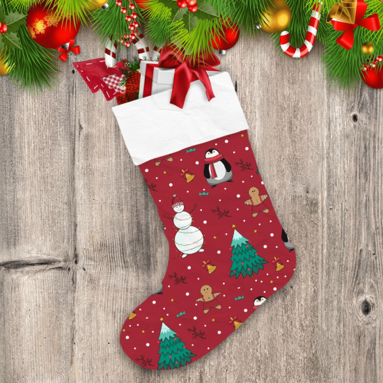 Theme Christmas Snowman Penguin And Christmas Tree Christmas Stocking