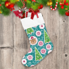 Theme Festival Christmas Tree And Teddy Bear In Santa Hat Christmas Stocking