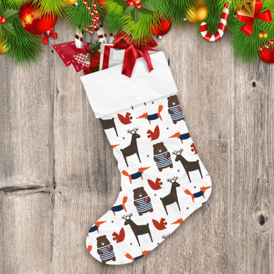 Theme Festival Cute Forest Animals And Bear Christmas Stocking