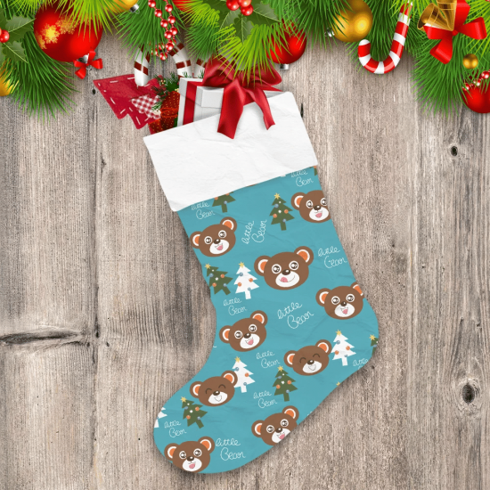 Theme Festival Cute Little Bear And Tree Christmas Stocking