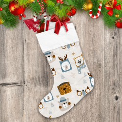 Theme Festival Cute Winter Bears In Hat With Scarf Christmas Stocking