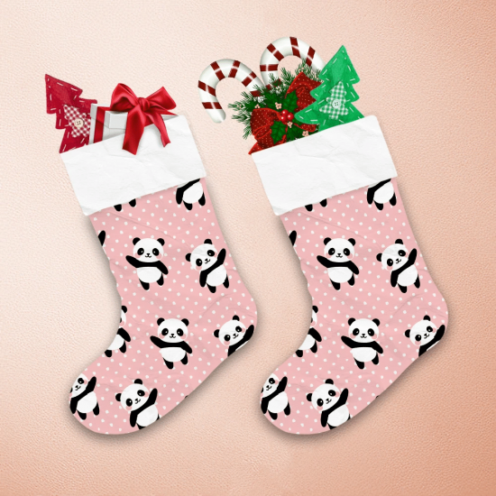 Theme Festival Happy Cute Panda With Dot Christmas Stocking 1