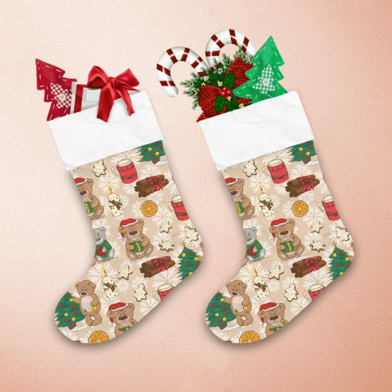 Theme Festival With Teddy Bears Cookies And Spices Christmas Stocking 1