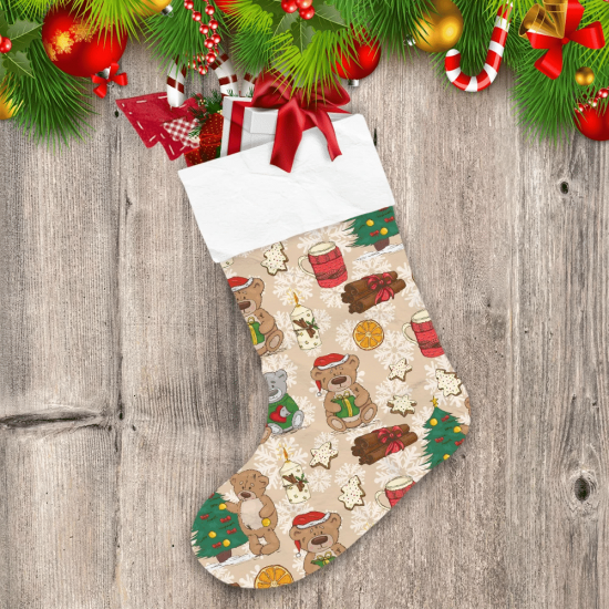 Theme Festival With Teddy Bears Cookies And Spices Christmas Stocking