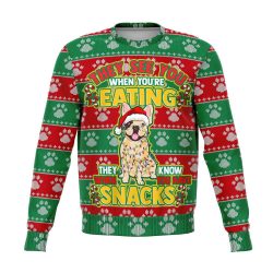 They See You When You'Re Eating Snacks French Bulldog - 3D Ugly Christmas Holiday Fashion Sweatshirt
