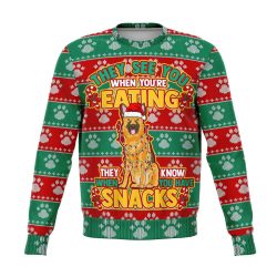 They See You When Your Eating Snacks German Shephard - 3D Ugly Christmas Holiday Fashion Sweatshirt