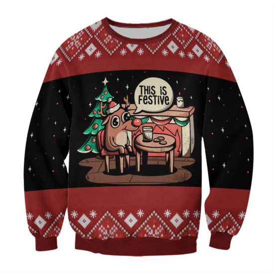 This Is Festive Unisex All Over Print Cotton Sweatshirt
