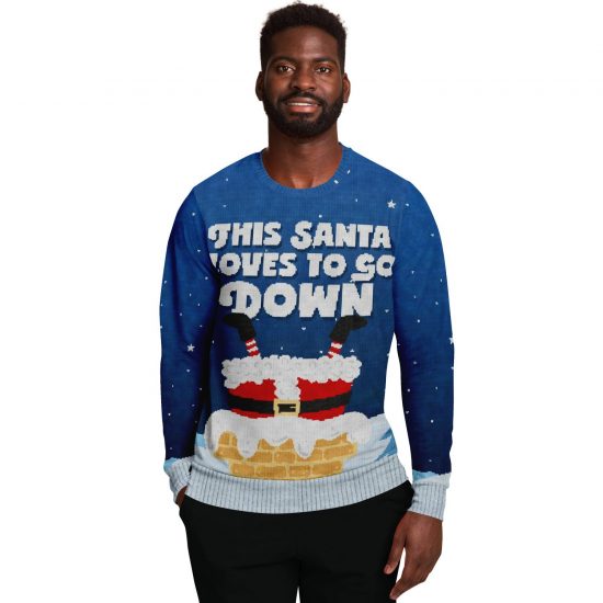 This Santa Loves To Go Down Ugly Christmas Sweatshirt Colins Store 4