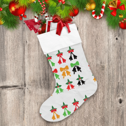 Tinsel And Holly Berries Bows And Bells Pattern Christmas Stocking