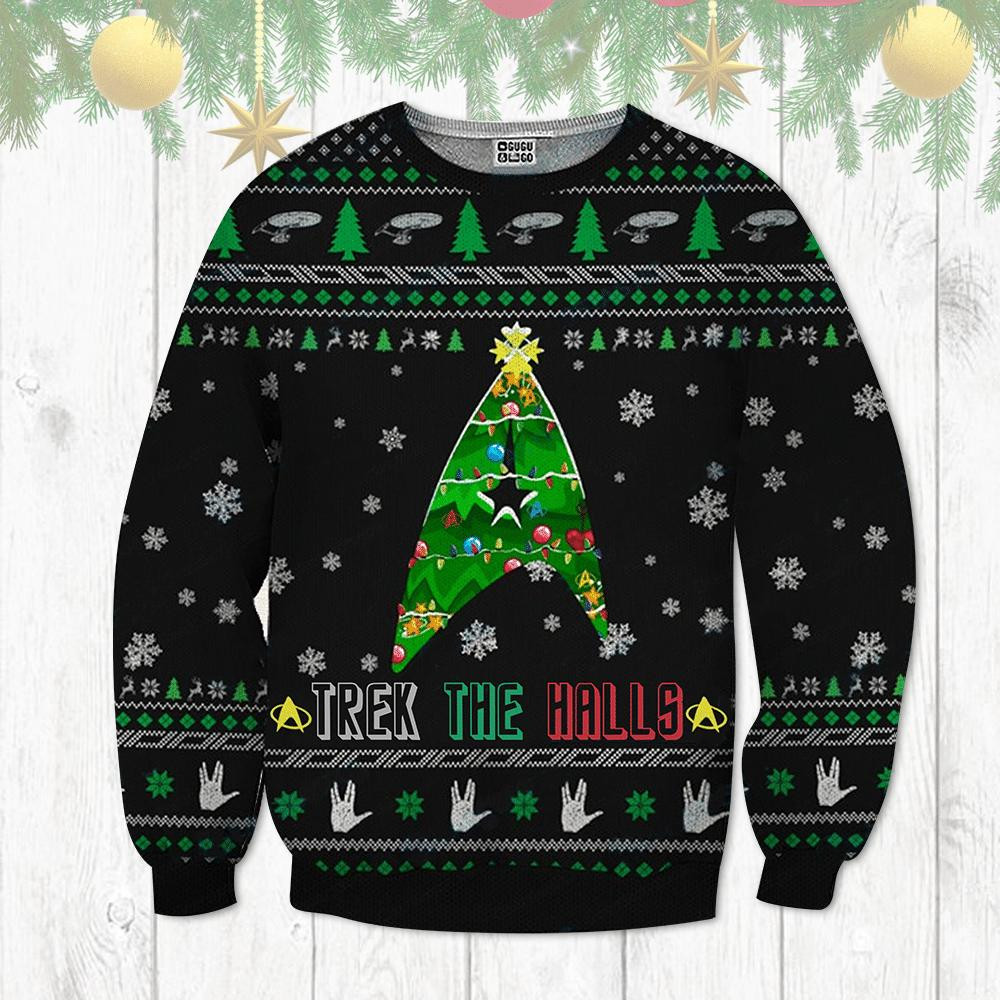 Trek-The-Halls-Ugly-Christmas-Sweatshirt Trek The Halls Ugly Christmas Sweatshirt