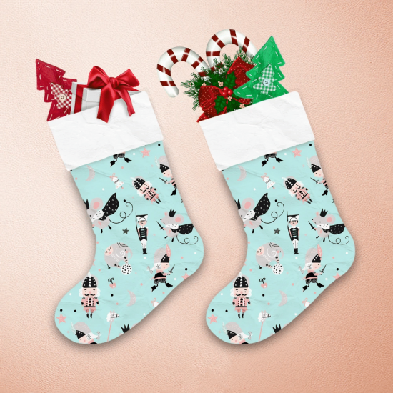 Trendy Illustrated Nutcracker Toy Soldier And Mouse King Elephant Christmas Stocking 1