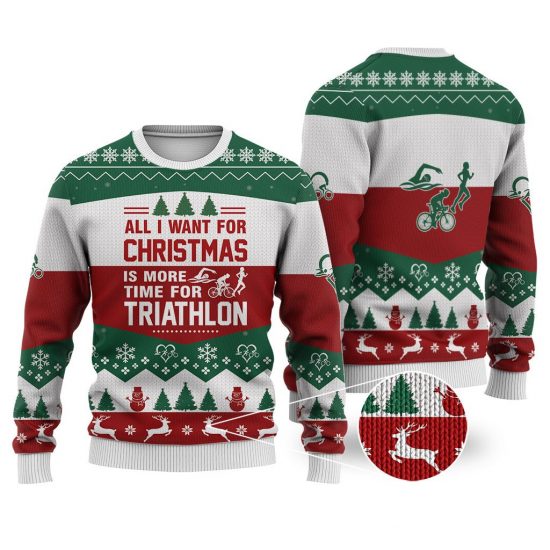 Triathlon All I Want For Christmas Sweater Christmas Knitted Sweater Print Fashion Sweatshirt For Everyone