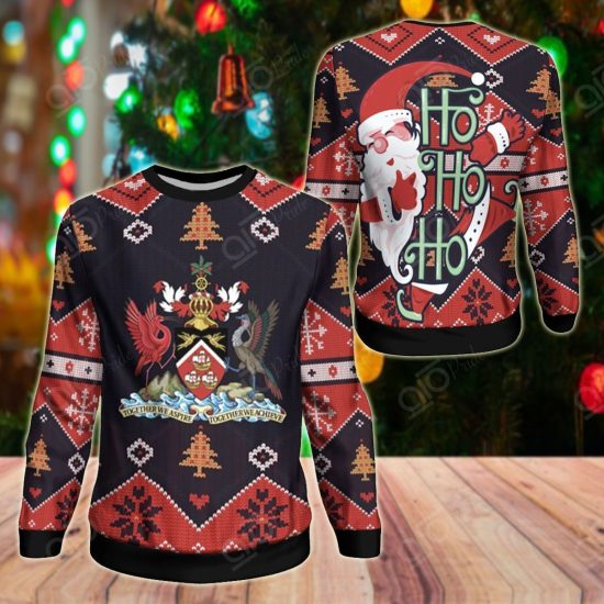 Trinidad & Tobago Christmas Santa Claus Ho Ho Ho Unisex 3D Sweatshirt All Over Print
