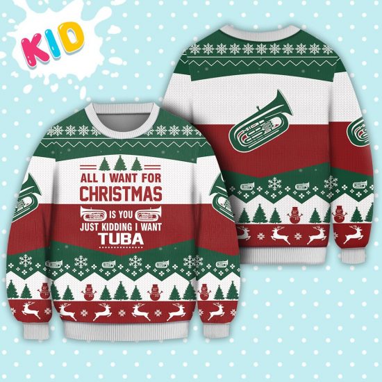 Tuba All I Want For Christmas Sweater Knitted Sweater Print Fashion Sweatshirt For Everyone 1
