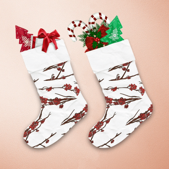 Typography Design Xmas Elements With Berries Branches Of Mountain Ash Christmas Stocking 1