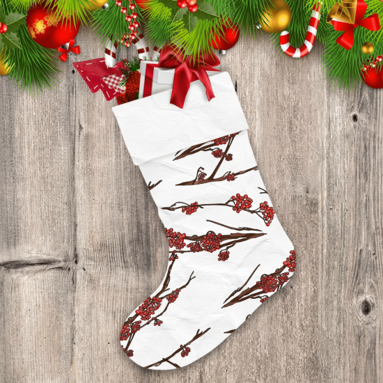 Typography Design Xmas Elements With Berries Branches Of Mountain Ash Christmas Stocking
