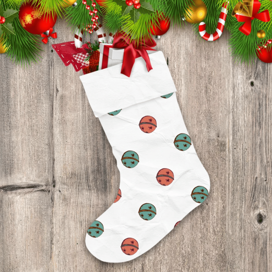 Vintage Art Of Circle Bells In Blue And Pink Colors Christmas Stocking