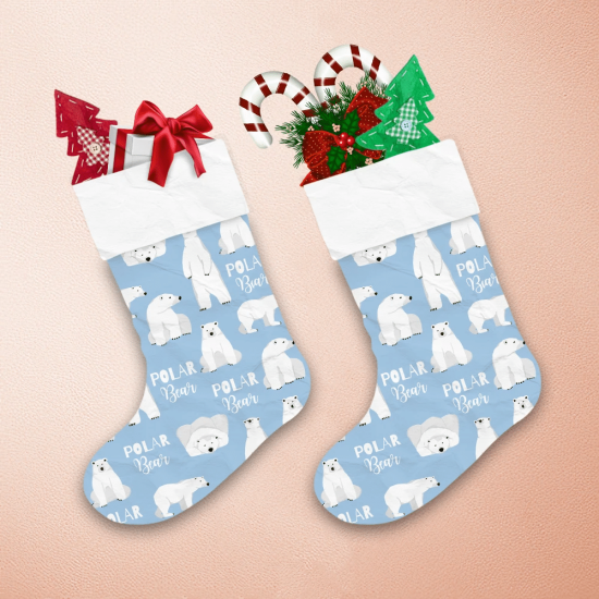 Watercolor Winter Background With Polar Bear Christmas Stocking 1