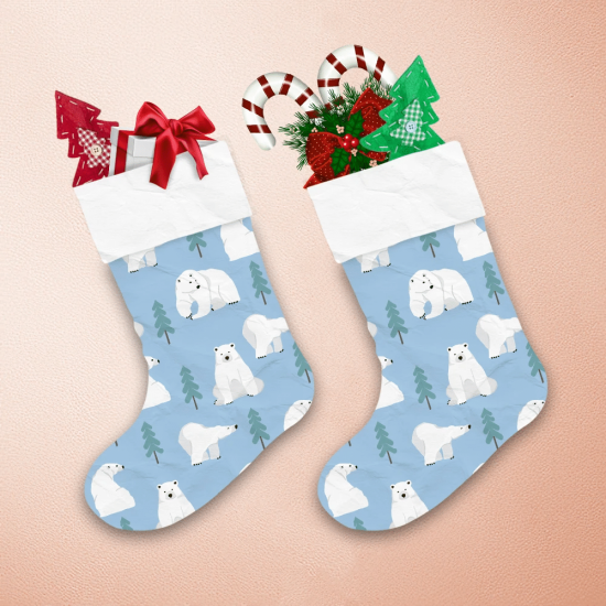 Watercolor Winter Christmas With Polar Bear Christmas Stocking 1