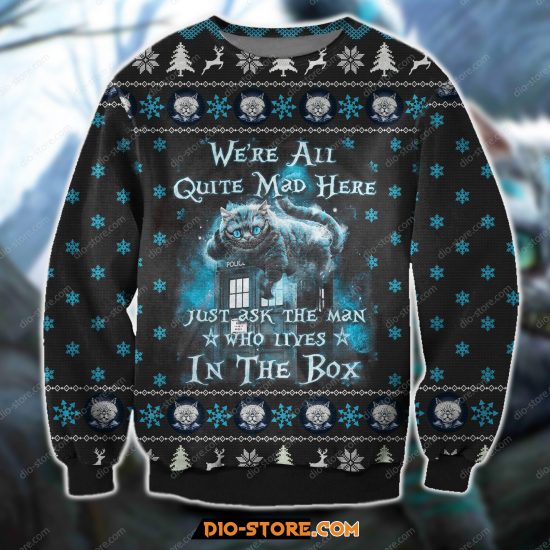 We'Re All Quite Mad Here- Alice In Wonderland 3D Print Ugly Christmas Sweatshirt