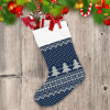 White Christmas Trees On Dark Blue Background Christmas Stocking