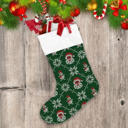 Winter Christmas Xmas Knitted Santa Claus And Snowflake Christmas Stocking