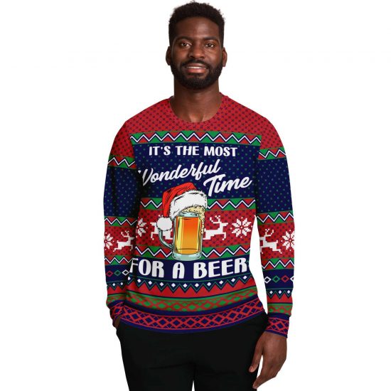 Wonderful Time For A Beer Ugly Christmas Sweatshirt Colins Store 2