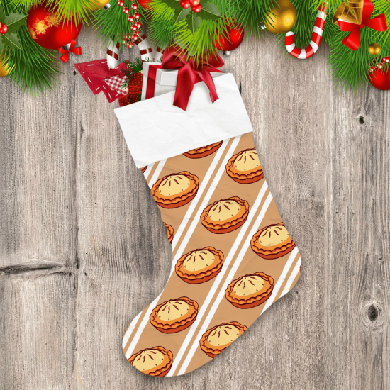 Xmas Pattern Made From Hand Drawn Pies And White Stripes Christmas Stocking