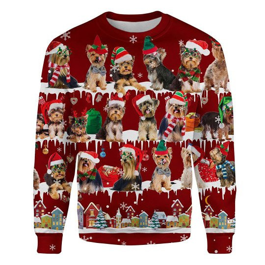 Yorkshire Terrier Snow Christmas Ugly Christmas Sweatshirt Animal Dog Cat Sweater Unisex