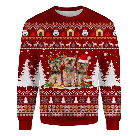 Yorkshire Terrier Ugly Christmas Sweatshirt Animal Dog Cat Sweater Unisex