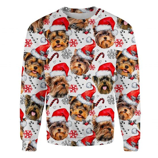 Yorkshire Terrier Xmas Decor Ugly Christmas Sweatshirt Animal Dog Cat Sweater Unisex