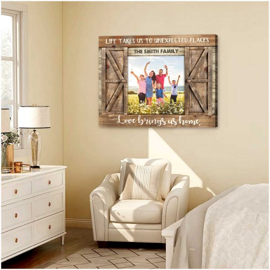 Custom Canvas Prints Family Personalized Photo Gifts Farmhouse Wall Decor Love Brings Us Home 1