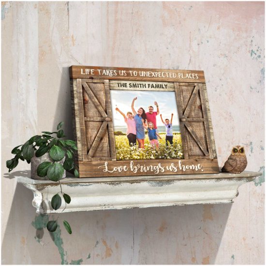 Custom Canvas Prints Family Personalized Photo Gifts Farmhouse Wall Decor Love Brings Us Home 2
