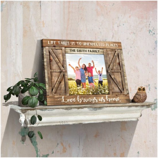 Custom Canvas Prints Family Personalized Photo Gifts Farmhouse Wall Decor Love Brings Us Home 4
