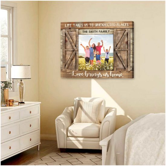 Custom Canvas Prints Family Personalized Photo Gifts Farmhouse Wall Decor Love Brings Us Home 6