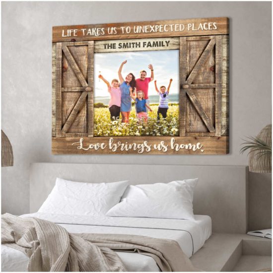 Custom Canvas Prints Family Personalized Photo Gifts Farmhouse Wall Decor Love Brings Us Home 8