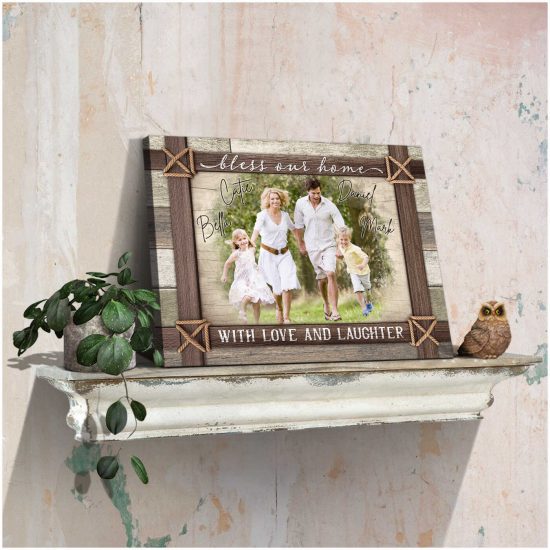 Custom Canvas Prints Personalized Farmhouse Photo Gifts Bless Our Home With Love And Laughter Wall Art Decor 2
