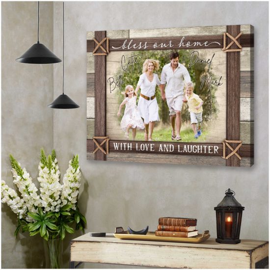 Custom Canvas Prints Personalized Farmhouse Photo Gifts Bless Our Home With Love And Laughter Wall Art Decor 4