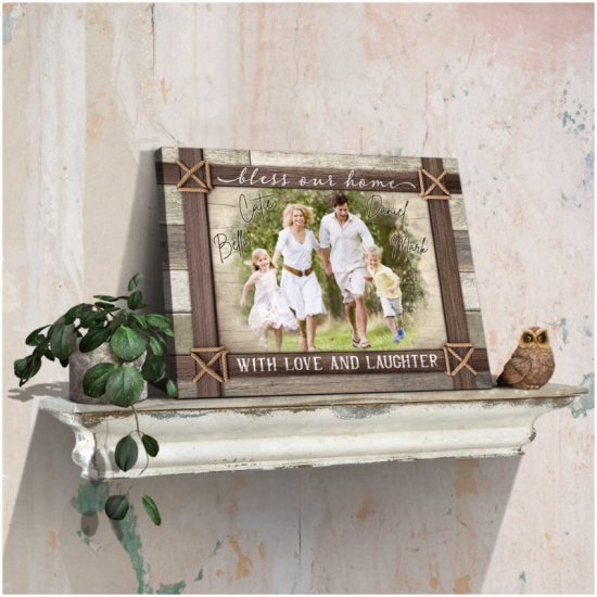 Custom Canvas Prints Personalized Farmhouse Photo Gifts Bless Our Home With Love And Laughter Wall Art Decor 5