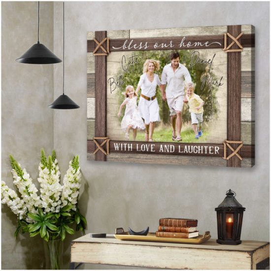 Custom Canvas Prints Personalized Farmhouse Photo Gifts Bless Our Home With Love And Laughter Wall Art Decor 8